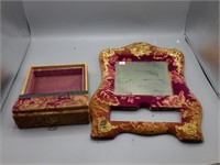 Victorian velvet framed boudoir mirror/jewelry box
