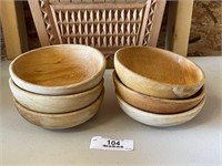 6 Vintage Wood Serving Bowls
