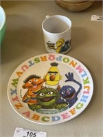 Vintage Sesame Street Plate and Mug