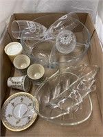 Box of glassware with an interesting divided bowl