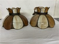 2 STAINED GLASS LIKE  LIGHT SHADES