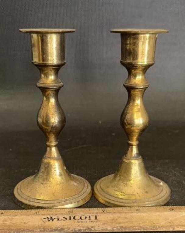 (2)BRASS CANDLESTICK HOLDERS