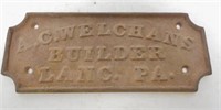 C Welchhans Builder Lancaster PA Nameplate