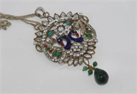 Indian enamel, glass and gem set pendant