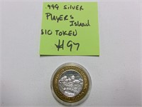 PLAYERS ISLAND TEN DOLLAR TOKEN .999 SILVER CENTER