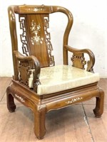 Chinese Mother Of Pearl Inlaid Hardwood Armchair