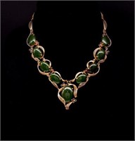 Vintage jade and rose gold necklace