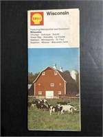 1970 SHELL GAS STATION ROAD MAP - WISCONSIN