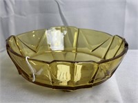 Vtg Amber Glass Footed Bowl