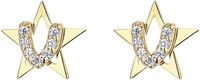 Gold-pl. .28ct White Sapphire Star Earrings