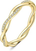 Gold-pl .31ct White Topaz Twisted Infinity Ring
