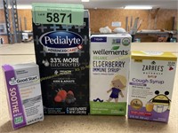 Pedialyte packs,organic immune syrup,cough,drops