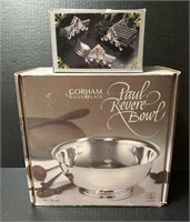 10 1/4" silver plate bowl (Gotham), buffet caddies