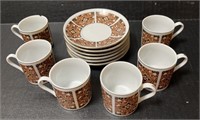12 piece cappuccino or tea set (1 cup chipped)
