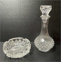 decanter and ashtray – heavy glass