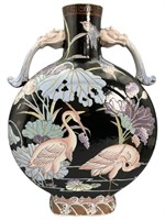 Large Vintage Toyo Chinese Enameled Porcelain Vase
