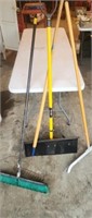BROOM SNOW SHOVEL RAKE AND SQUEEGEE