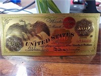 $100 bill 24kt gold foil says legal tender