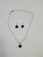 Wt 16.14g - Lapis lazuli necklace/ earrings