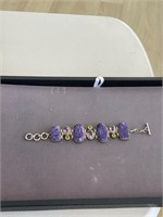 925 7.5" Bracelet Large Purple Stones