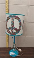 Peace sign lamp 19in tall
 Turquoise in color