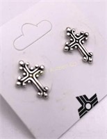 Sterling Silver Stud Cross Earrings