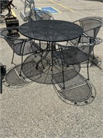 Large metal outdoor table and chairs set