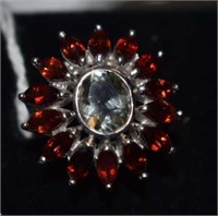 Sterling Silver Ring w/ Garnets