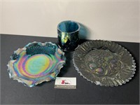 Carnival Glass Plates and Dish