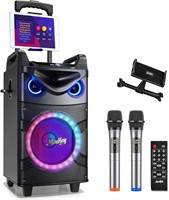 Moukey Karaoke Machine  2 Mics  Party Lights