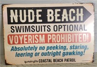 Metal Nude Beach Sign