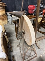 19th C. Foot Pedal Grinding Wheel.