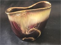 W. Germany Brown Drip Glaze Pinched Bowl