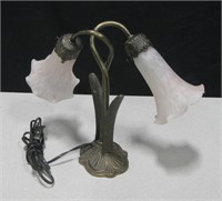 Vintage Brass Angel Trumpet Flower Table Lamp