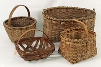 Four Antique Split Oak Baskets