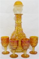 Imperial Grape Carnival Glass Decanter Set