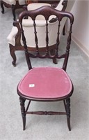 Antique Music chair. Pink rose color cushion.