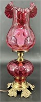 Gorgeous Fenton Coin Spot Cranberry Lamp