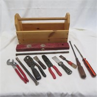 Wood Tool Tote - assorted tools