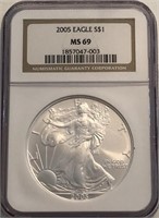 MS69 2005 American Silver Eagle