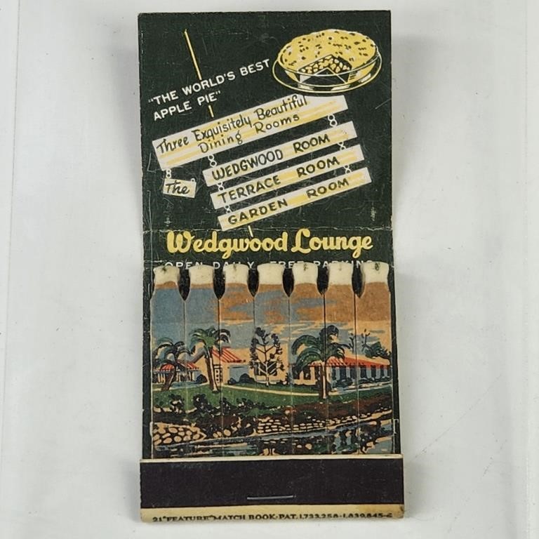 WEDGWOOD LOUNGE INN FEATURE MATCHBOOK