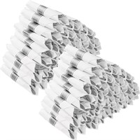 100 Pack Pre Rolled Silver Plastic Silverware