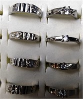 8 Silver Zirconia Diamond Rings