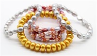 4 Polychrome Cultured Pearl Festive Bracelets