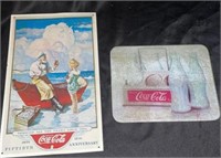 Coca-Cola Metal Sign & Glass Top
