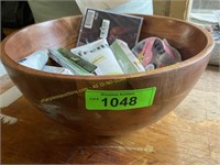 Wooden bowl &  assorted beauty products,CD