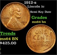 1912-s Lincoln 1c Grades Choice Unc BN