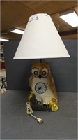 Chalkware Owl Clock Table Light