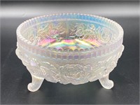 Imperial Glass Lustre Rose Iridescent Footed Bowl