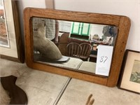 Oak framed mirror w/ Beveled edges